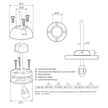 Scanstrut DS21A-S Vertical Cable Seal - Stainless Steel [DS21A-S]