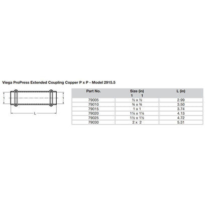 Viega ProPress 1-1/4" Extended Coupling w/o Stop - Double Press Connection - Smart Connect Technology [79020]