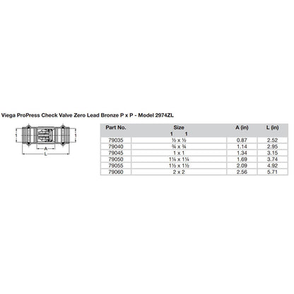 Viega ProPress 1" Zero Lead Check Valve - Double Press Connection - Smart Connect Technology [79045]