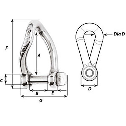 Wichard Self-Locking Twisted Shackle - Diameter 8mm - 5/16" [01224]