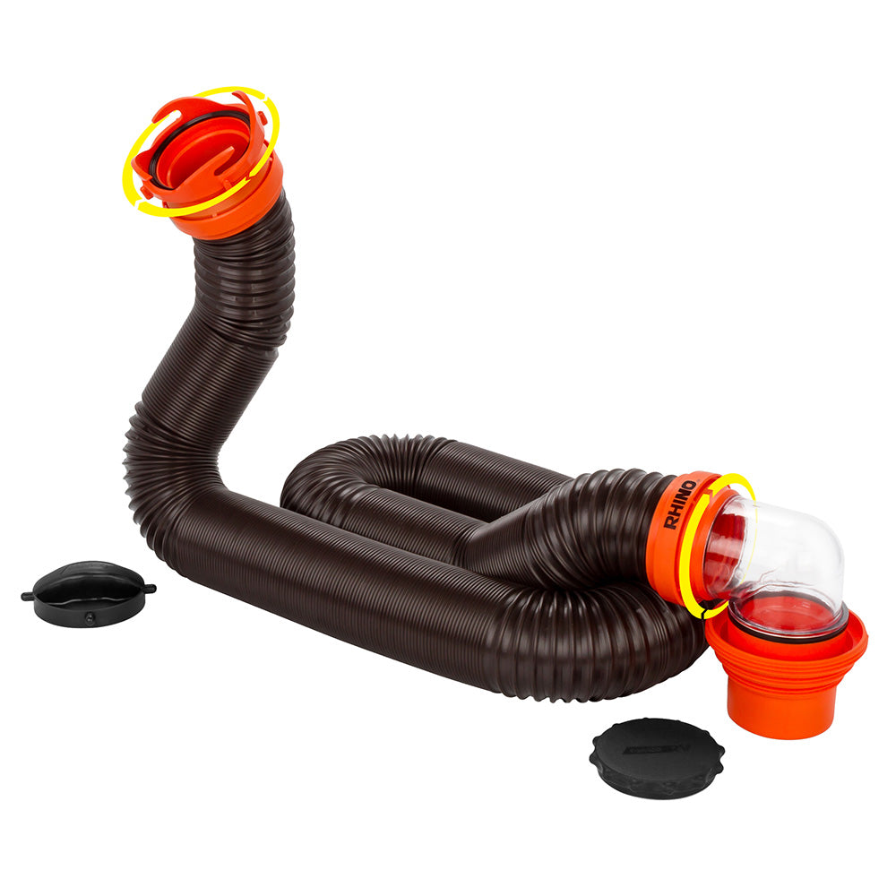 Camco RhinoFLEX 15 Sewer Hose Kit w/4 In 1 Elbow Caps [39761]