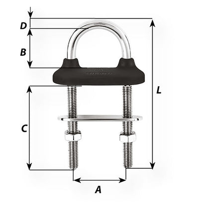 Wichard Black Watertight U-Bolt - 10mm Diameter - 25/64" - 90mm Length - 3-35/64" [65351]